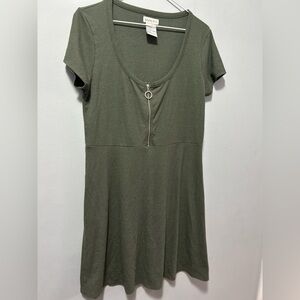 Guilty Olive Green Ribbed Flowy dress